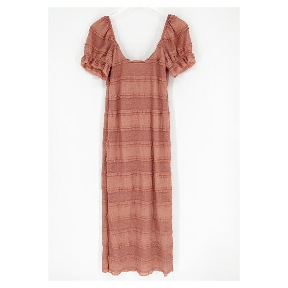 Show Me Your MuMu Honey Bun Tie Front Slit Leg Midi Dress M Pink - Picture 3 of 8